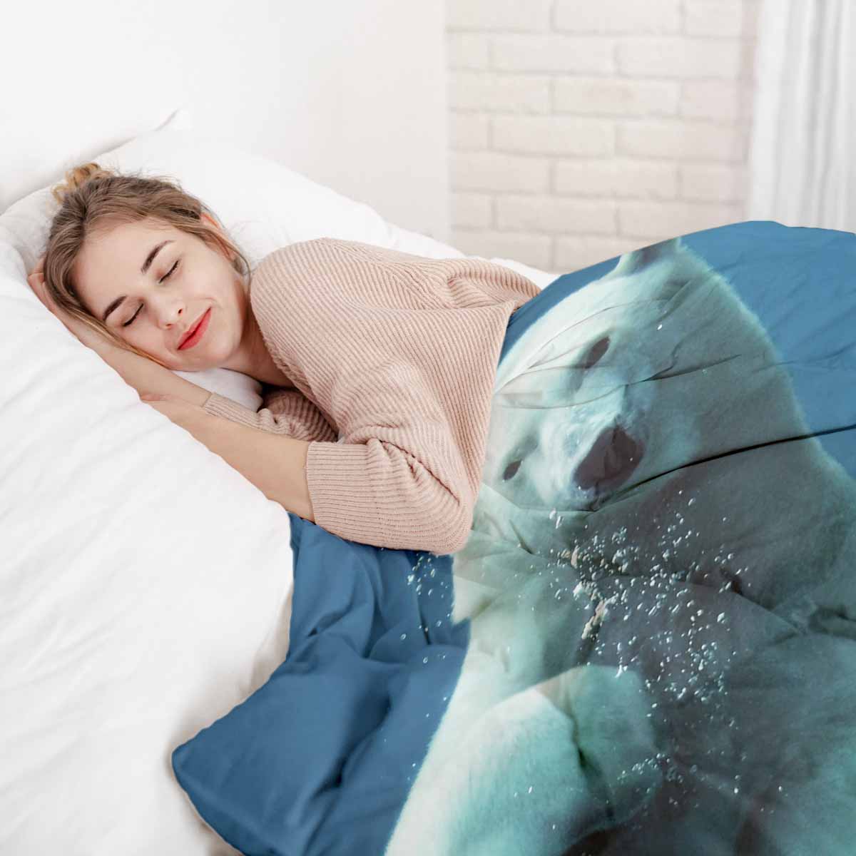 Original Therapiedecke - Baumwoll Bettwäsche Set Blau mit Eisbär