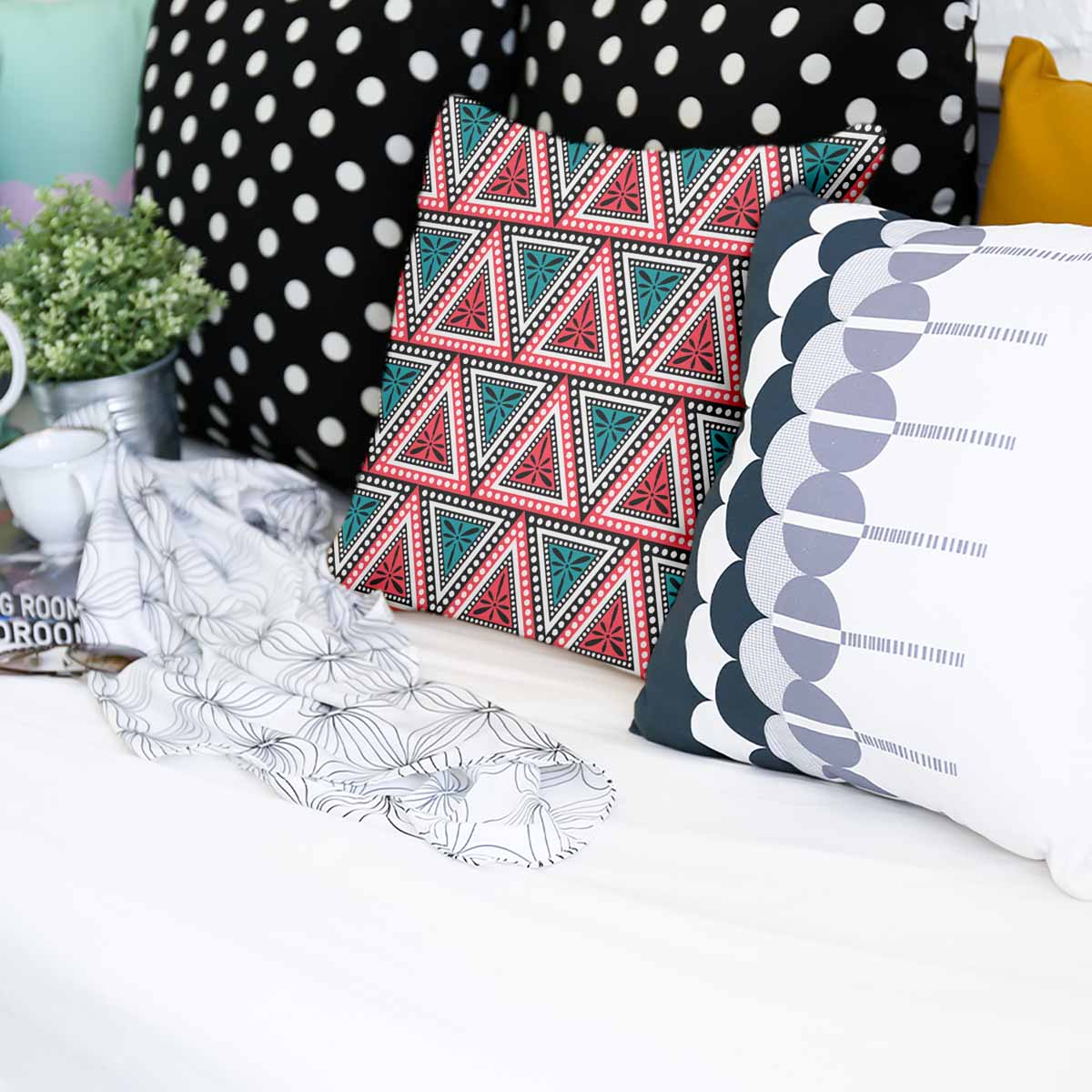 Gesundheitskissen mit bunten Dreiecken