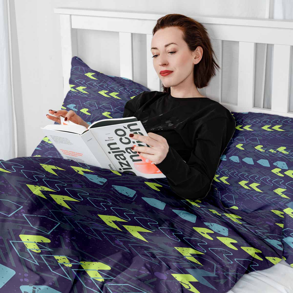 Therapiedekens beddengoed set donkerblauw met pijlen
