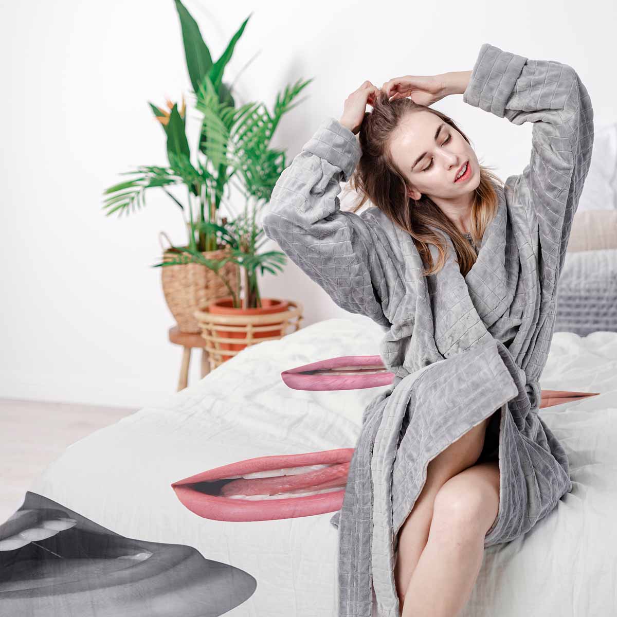 Original Therapiedecke - Baumwollbezug Weiß mit Lippen