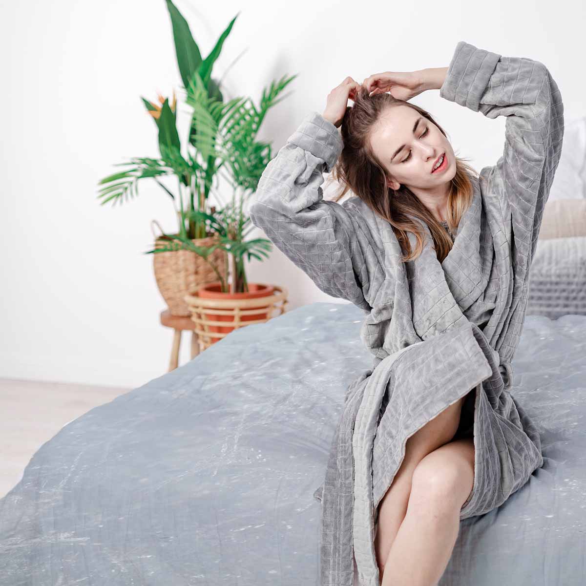 Therapiedekens beddengoed set grijs met sneeuwvlokken