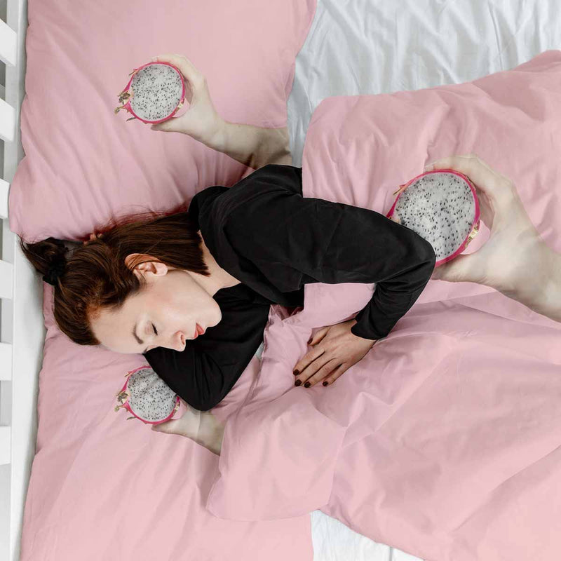 Therapiedekens beddengoed set roze met drakenfruit
