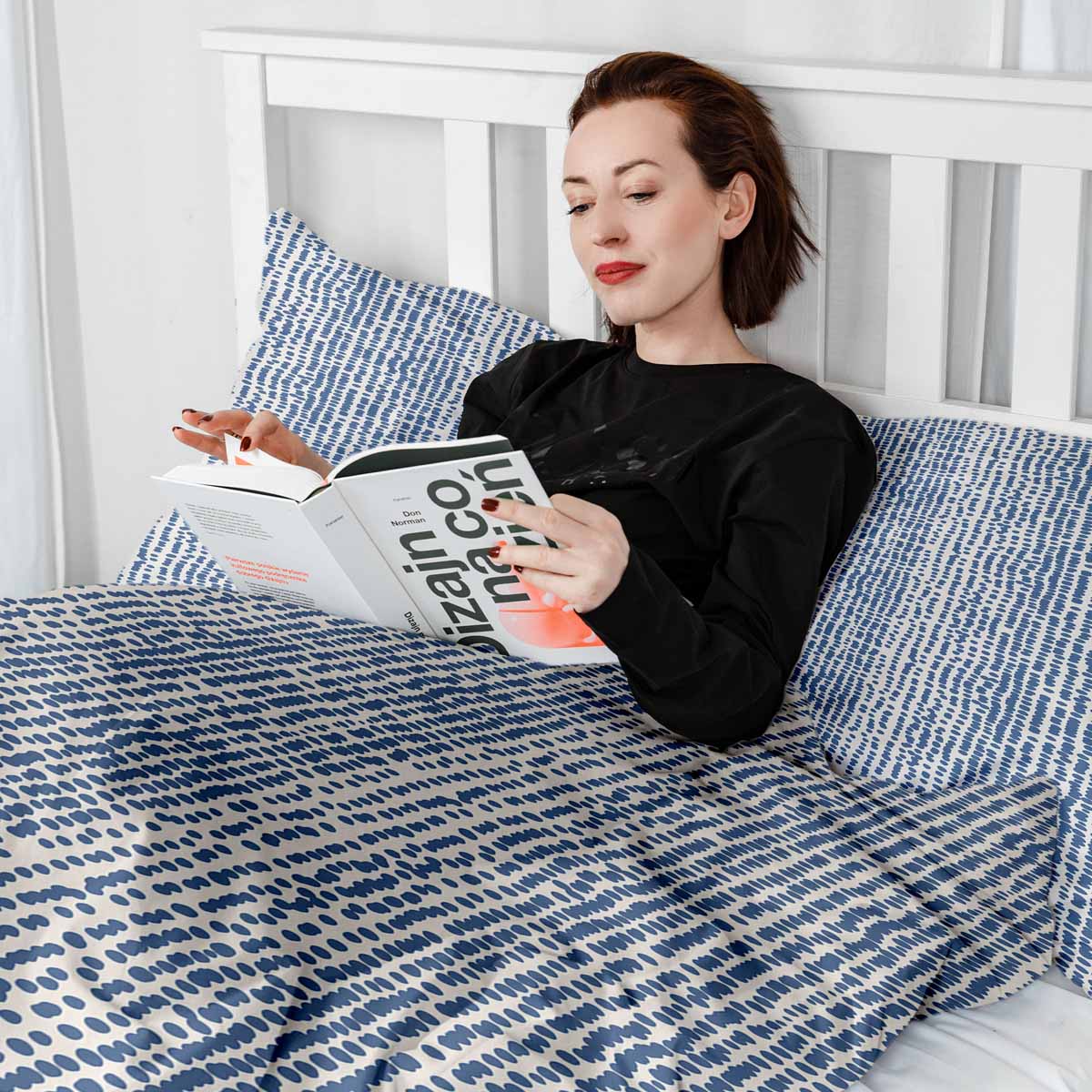 Therapiedekens beddengoedset met blauwe stippen