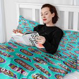 Therapiedekens beddengoedset turquoise met spreuken