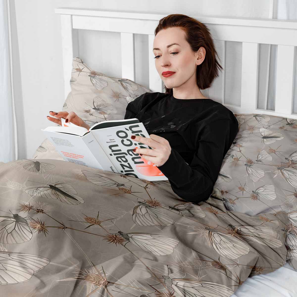 Original Therapiedecke - Baumwoll Bettwäsche Set Beige mit Motten