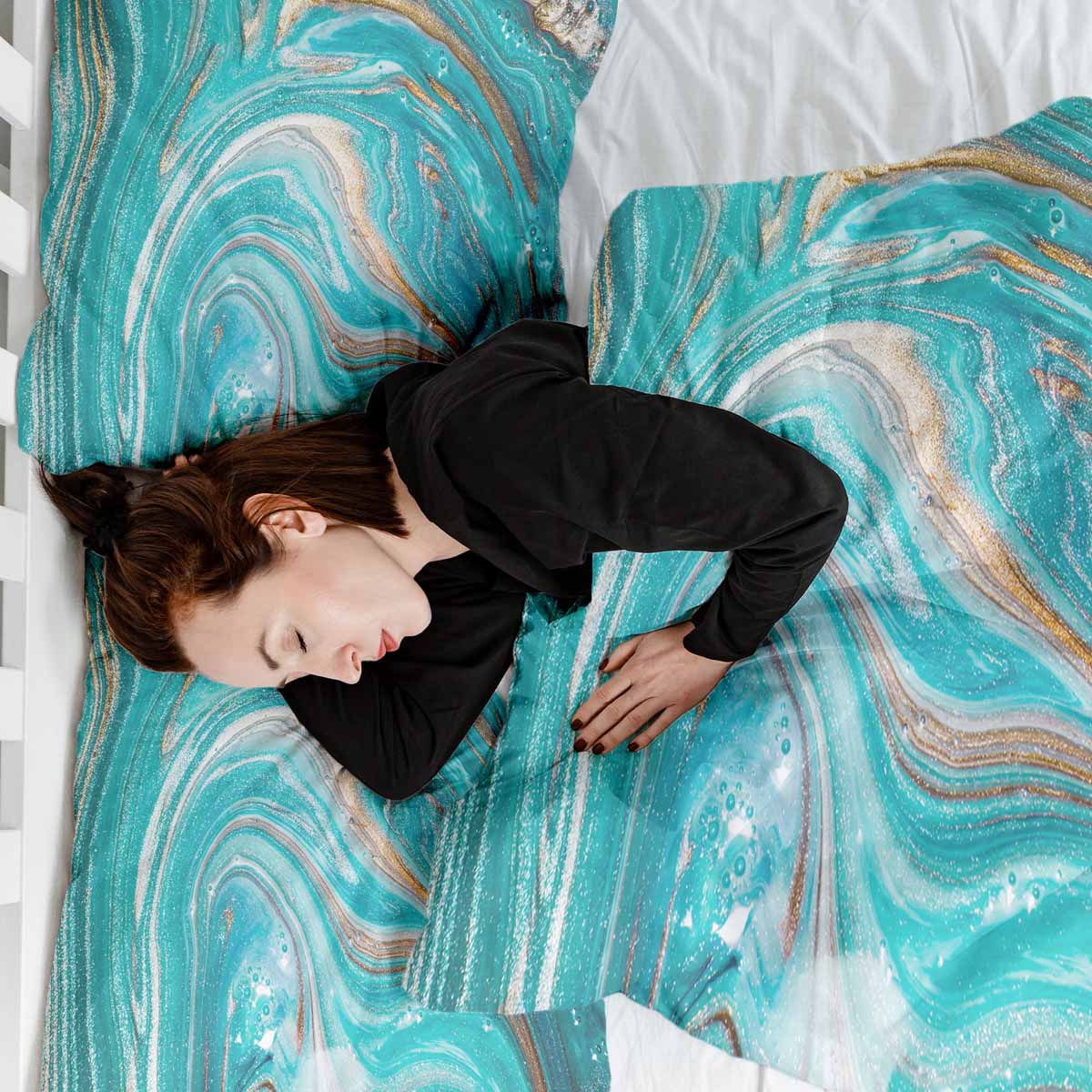 Original Therapiedecke - Baumwollbezug Marmor Türkis