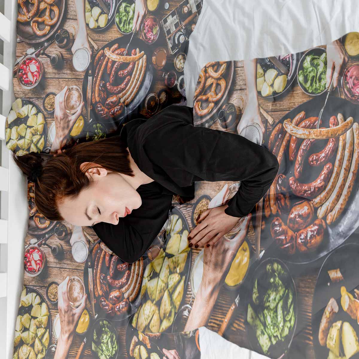 Therapiedekens beddengoedset met worstbord