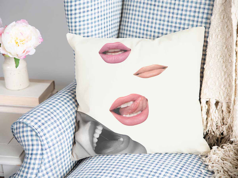 Gezondheidskussen wit met lippen
