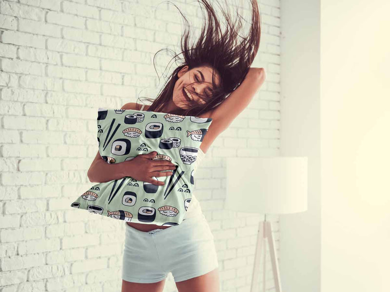 Gezondheidskussen lichtgroen met sushi