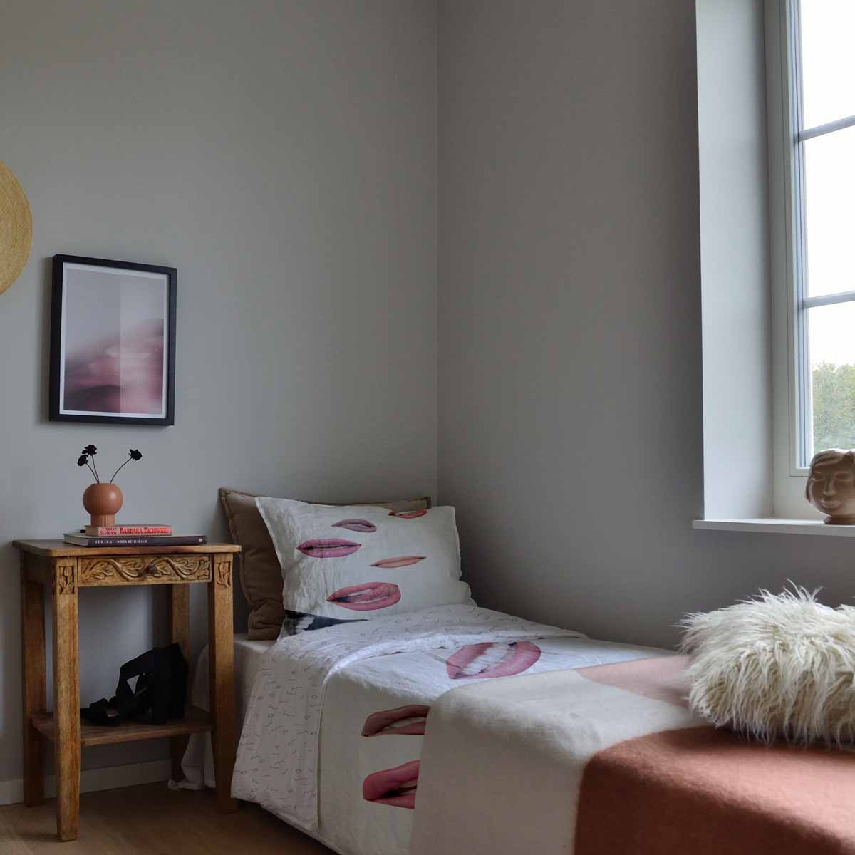 Therapiedekens beddengoed set wit met lippen