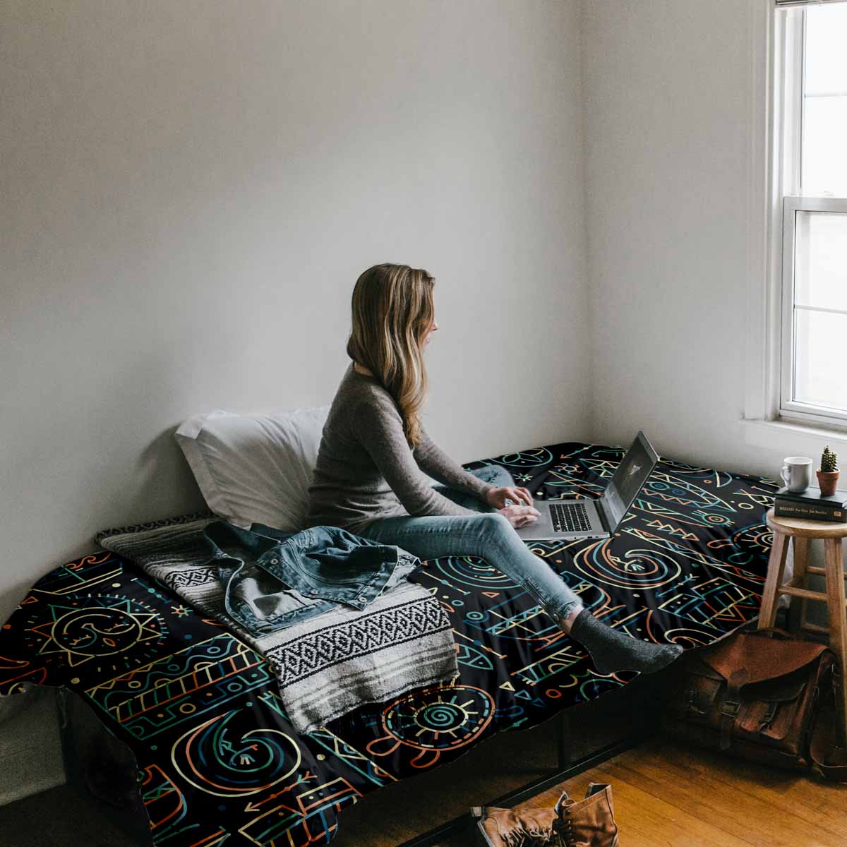 Therapiedekens beddengoedset met groen Hawaii-patroon