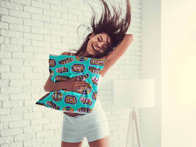Gezondheidskussen turquoise met spreuken
