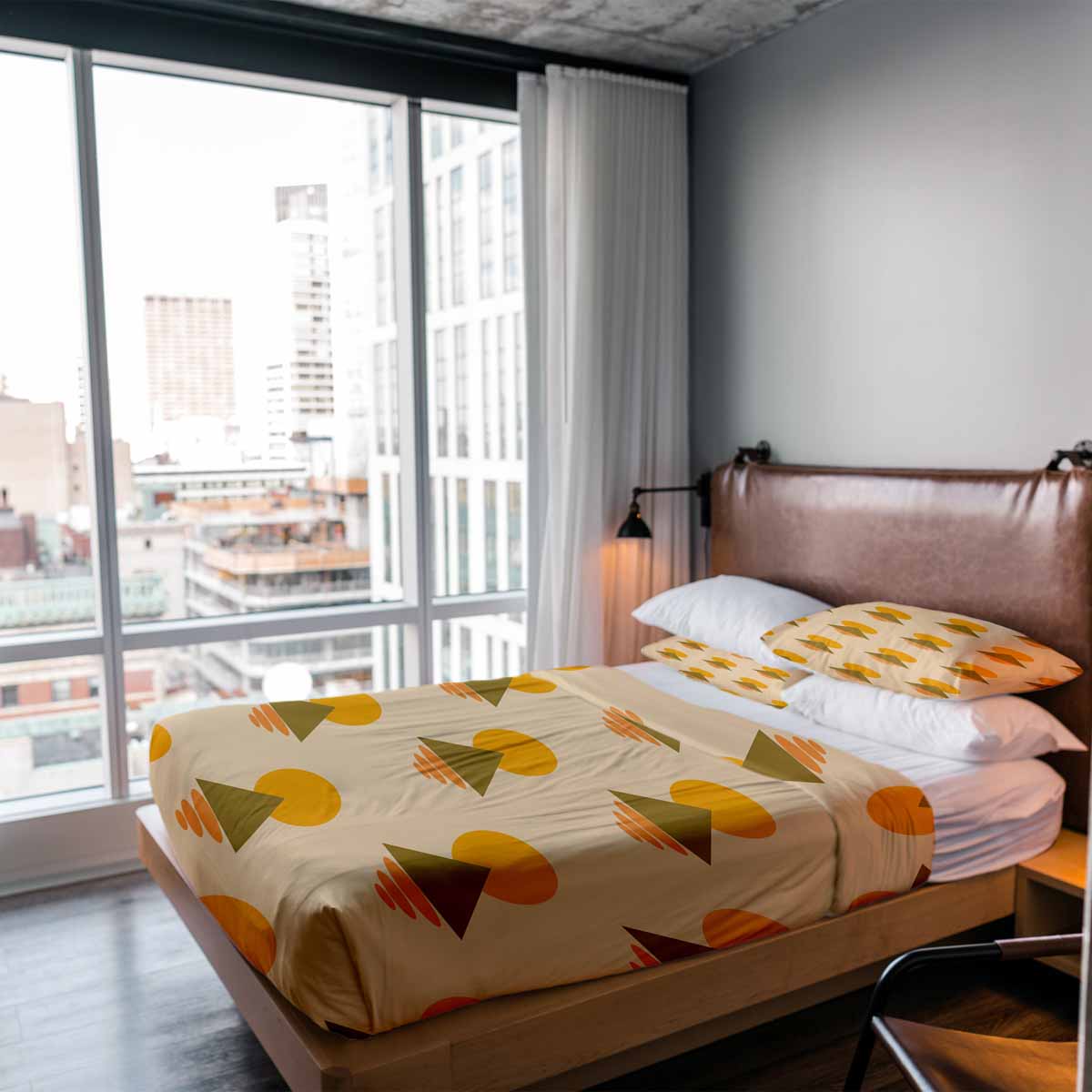 Therapiedekens beddengoedset met gele vormen