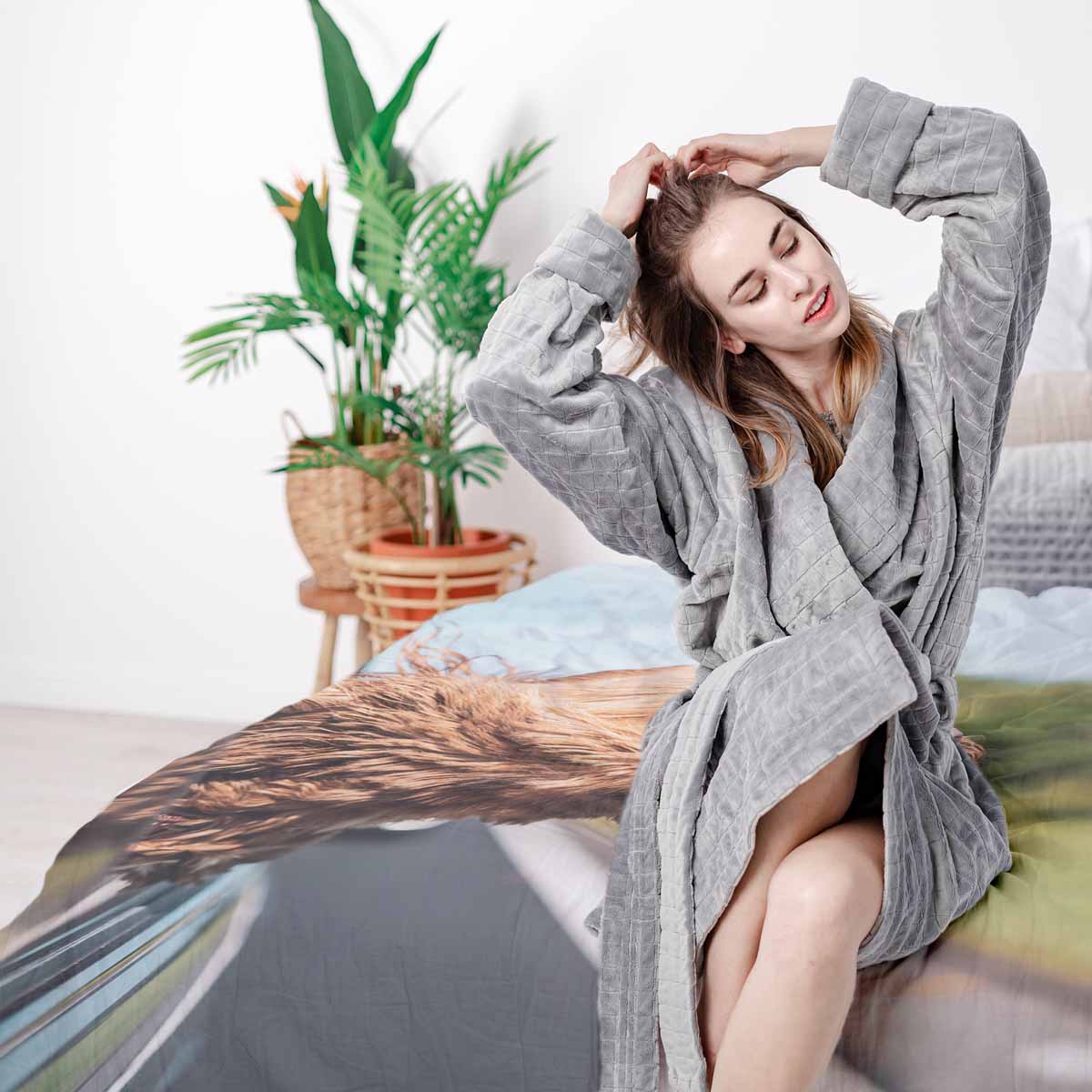 Therapiedekens beddengoedset met hond in de auto