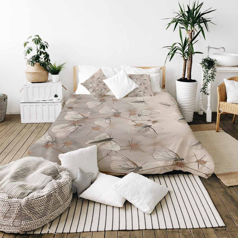 Therapiedekens katoenen hoes beige met motten