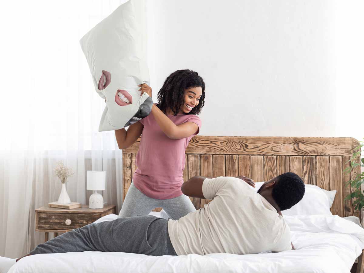 Gezondheidskussen wit met lippen