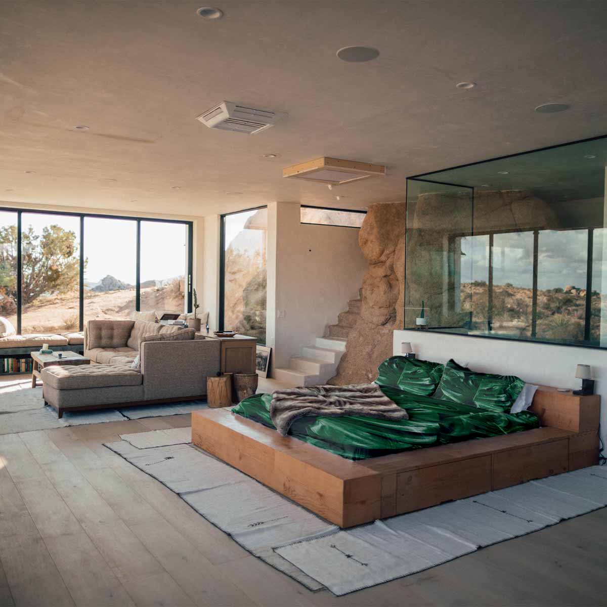 Originele therapiedeken - katoenen hoes met Monstera plant