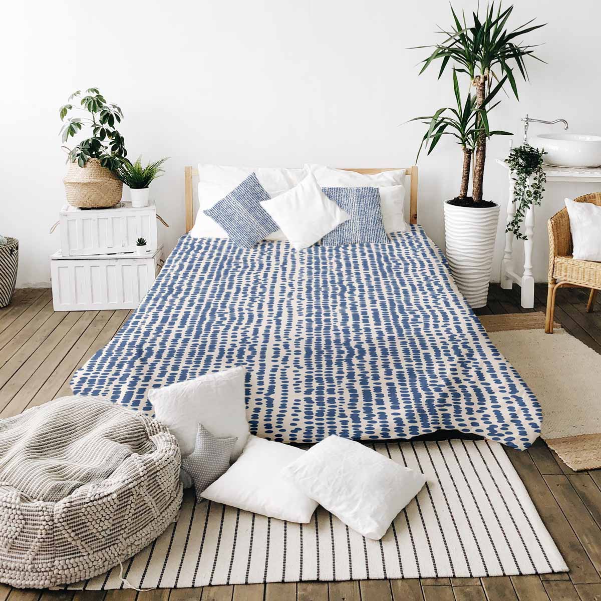 Therapiedekens beddengoedset met blauwe stippen