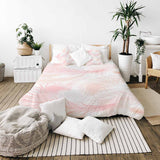Therapiedekens beddengoed set wit met roze veren