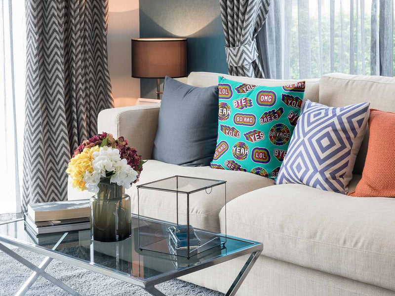 Gezondheidskussen turquoise met spreuken