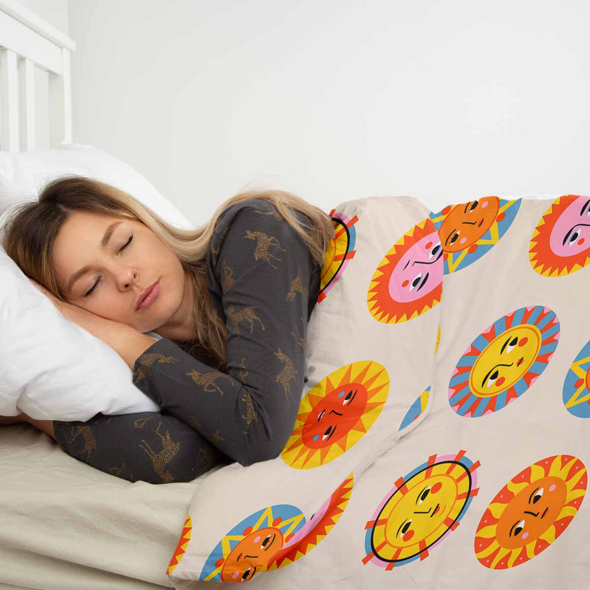 Original Therapiedecke - Baumwoll Bettwäsche Set Beige mit Sonnen