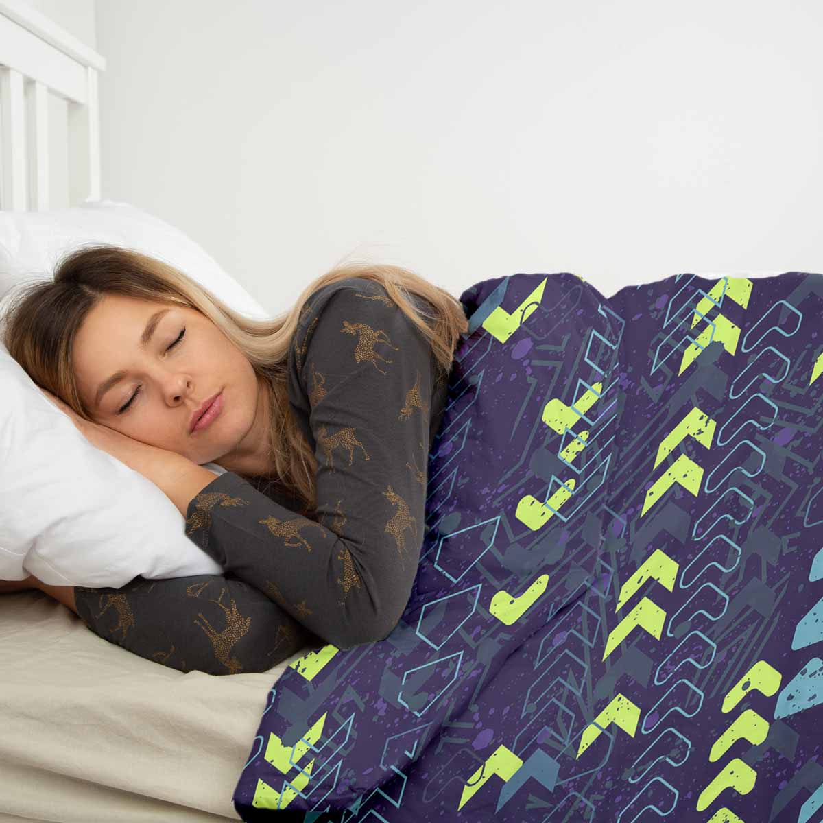 Therapiedekens beddengoed set donkerblauw met pijlen