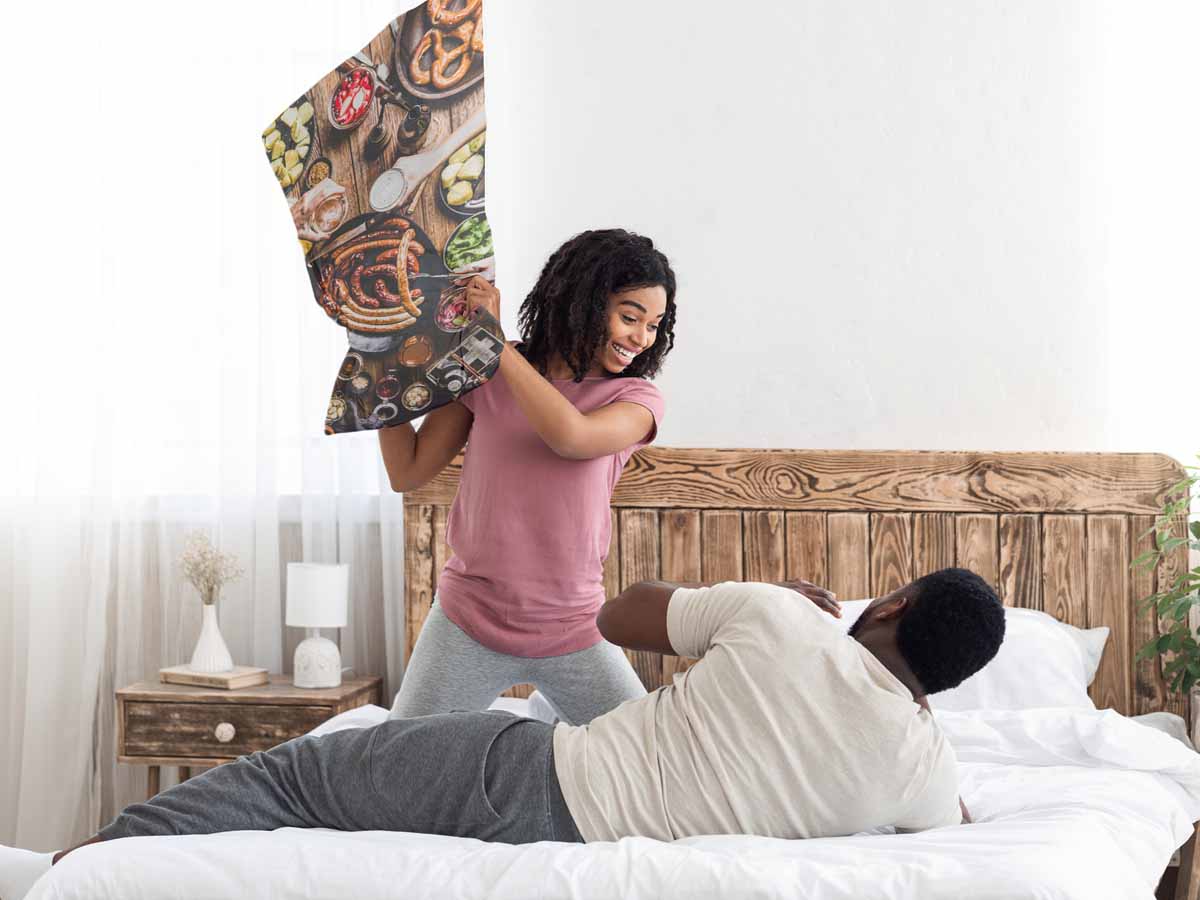 Gezondheidskussen met worstbord