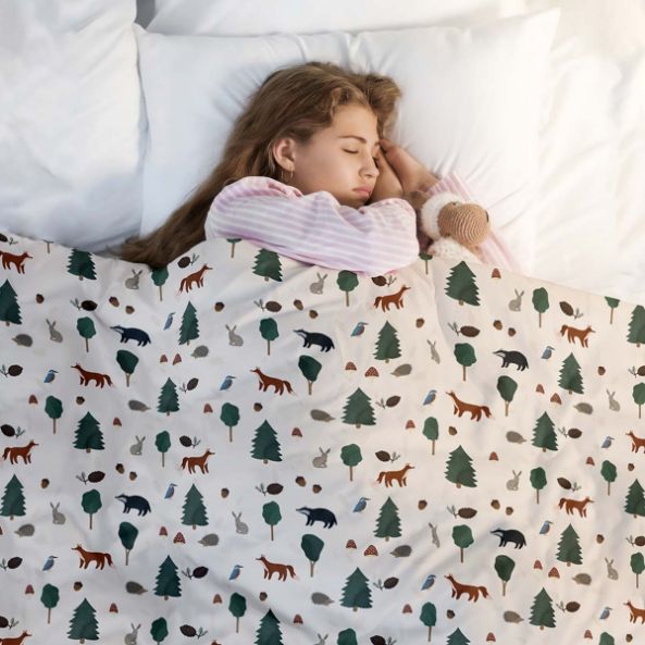 Original Therapiedecke - Waldtiere Gewichtsdecke mit Baumwollbezug für Kinder