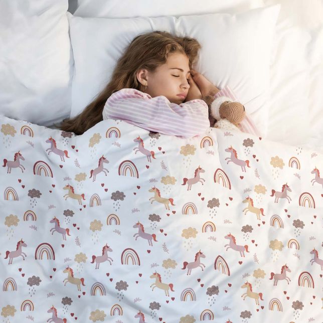 Original Therapiedecke - Einhorn Gewichtsdecke mit Baumwollbezug für Kinder