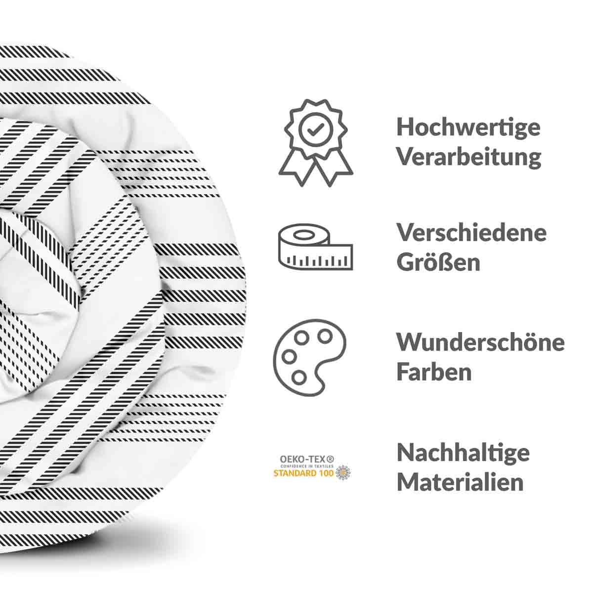 Original Therapiedecke - Baumwollbezug Grau mit dicken und dünnen Streifen