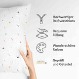 Gezondheidskussen wit met gekleurde vormen