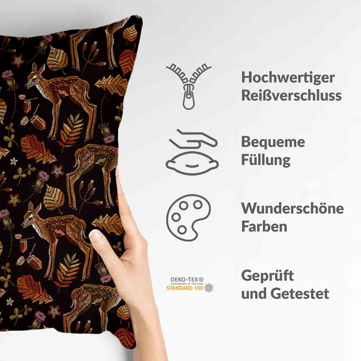 Gezondheidskussen bruin met hert