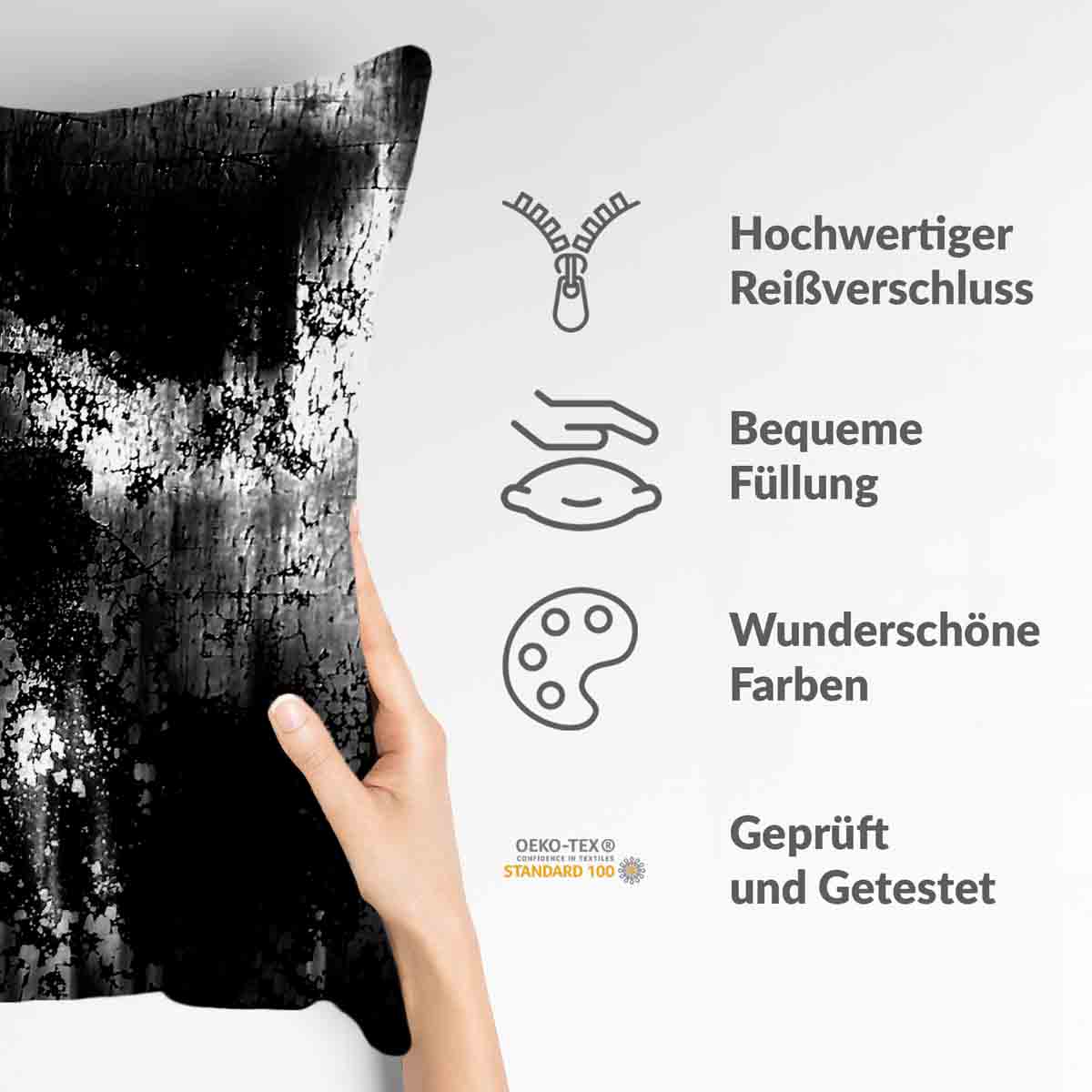 Gezondheidskussen zwart met gemêleerd patroon