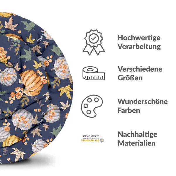 Therapiedekens katoenen hoes blauw met pompoenen