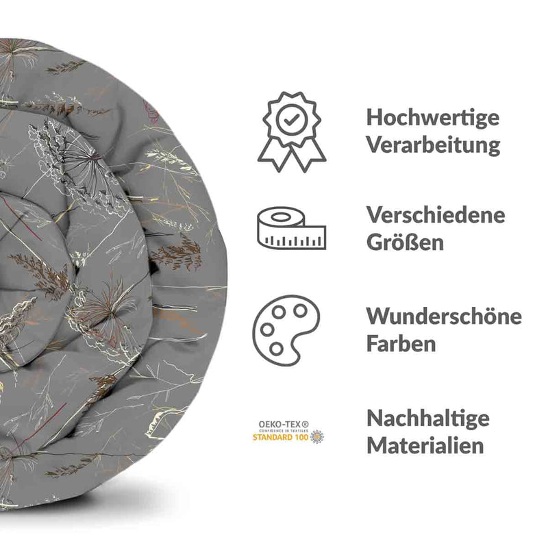 Therapiedekens katoenen hoes grijs met gouden planten