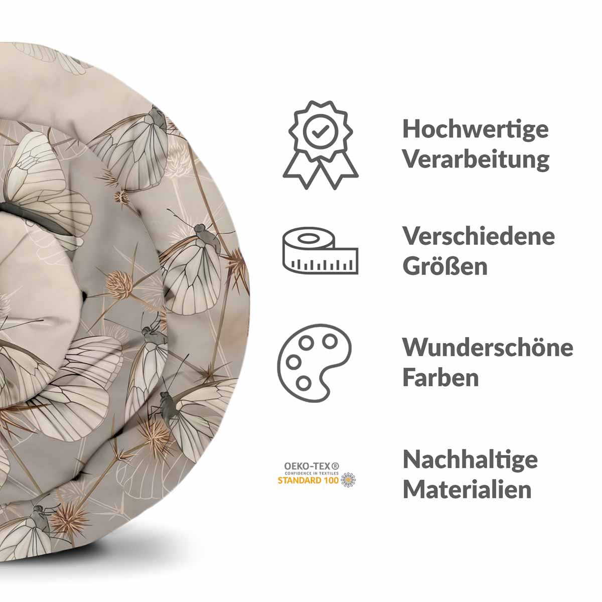 Original Therapiedecke - Baumwoll Bettwäsche Set Beige mit Motten