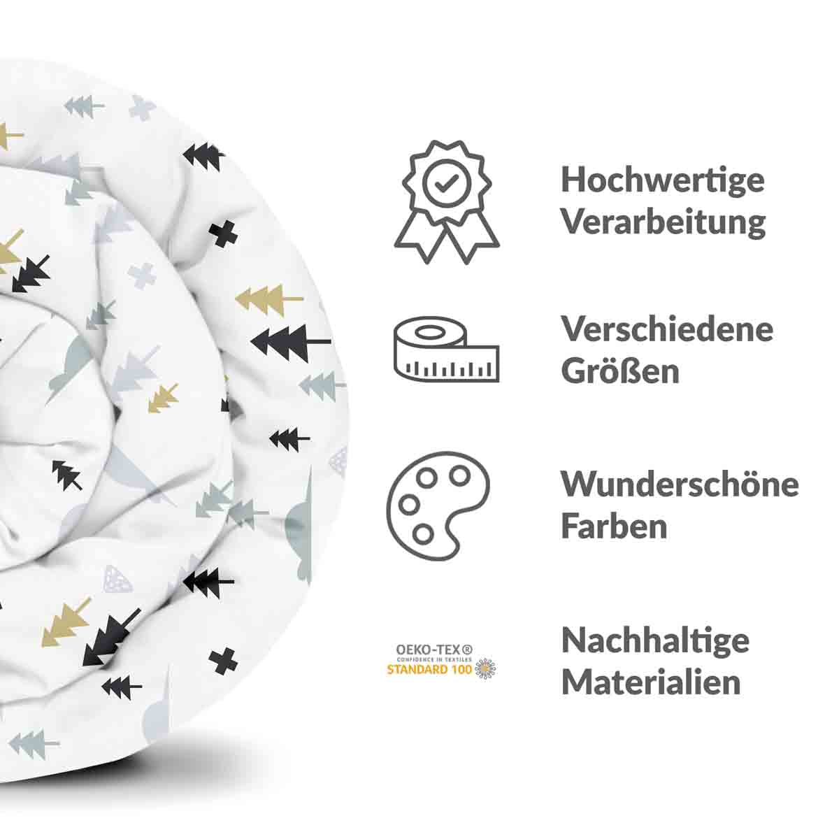 Original Therapiedecke - Baumwoll Bettwäsche Set grauer Wald