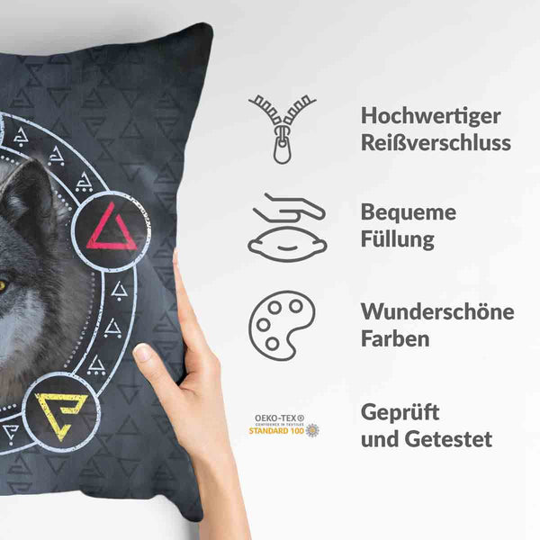 Gezondheidskussen Grijs met Wolf