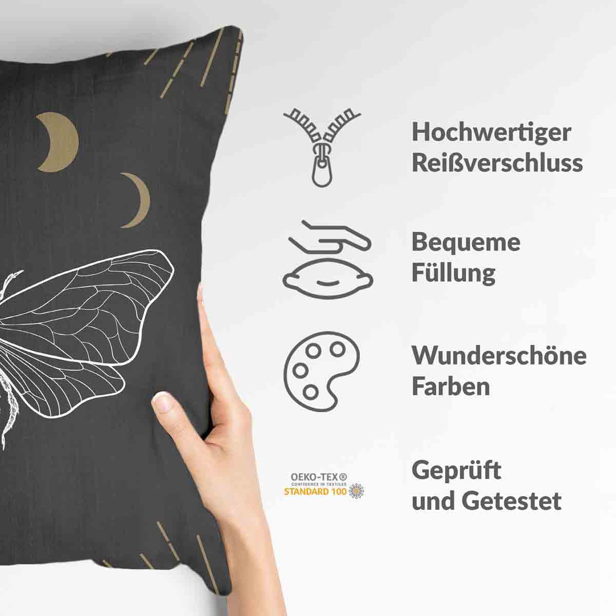 Gezondheidskussen zwart met motte