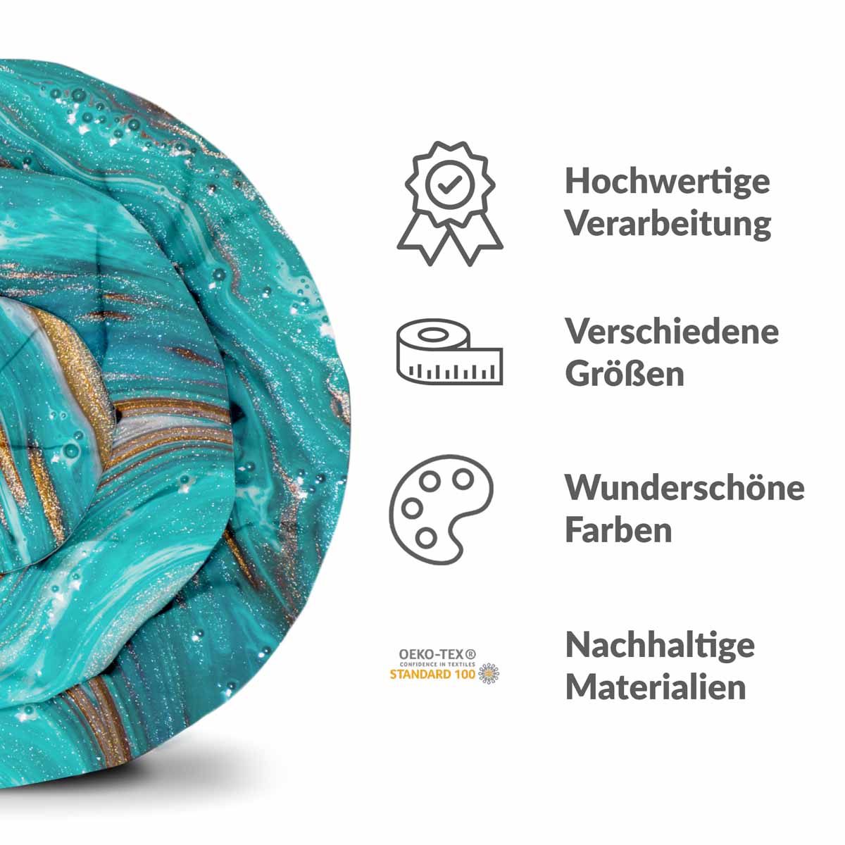 Original Therapiedecke - Baumwollbezug Marmor Türkis