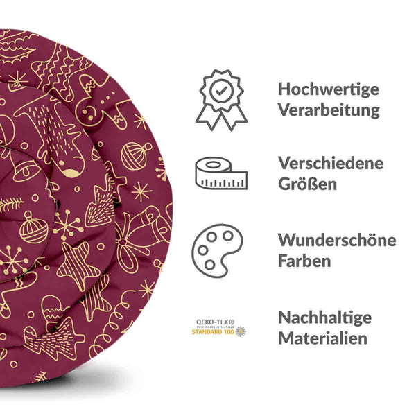 Therapiedekens beddengoed set rood met grappige kerstmotieven