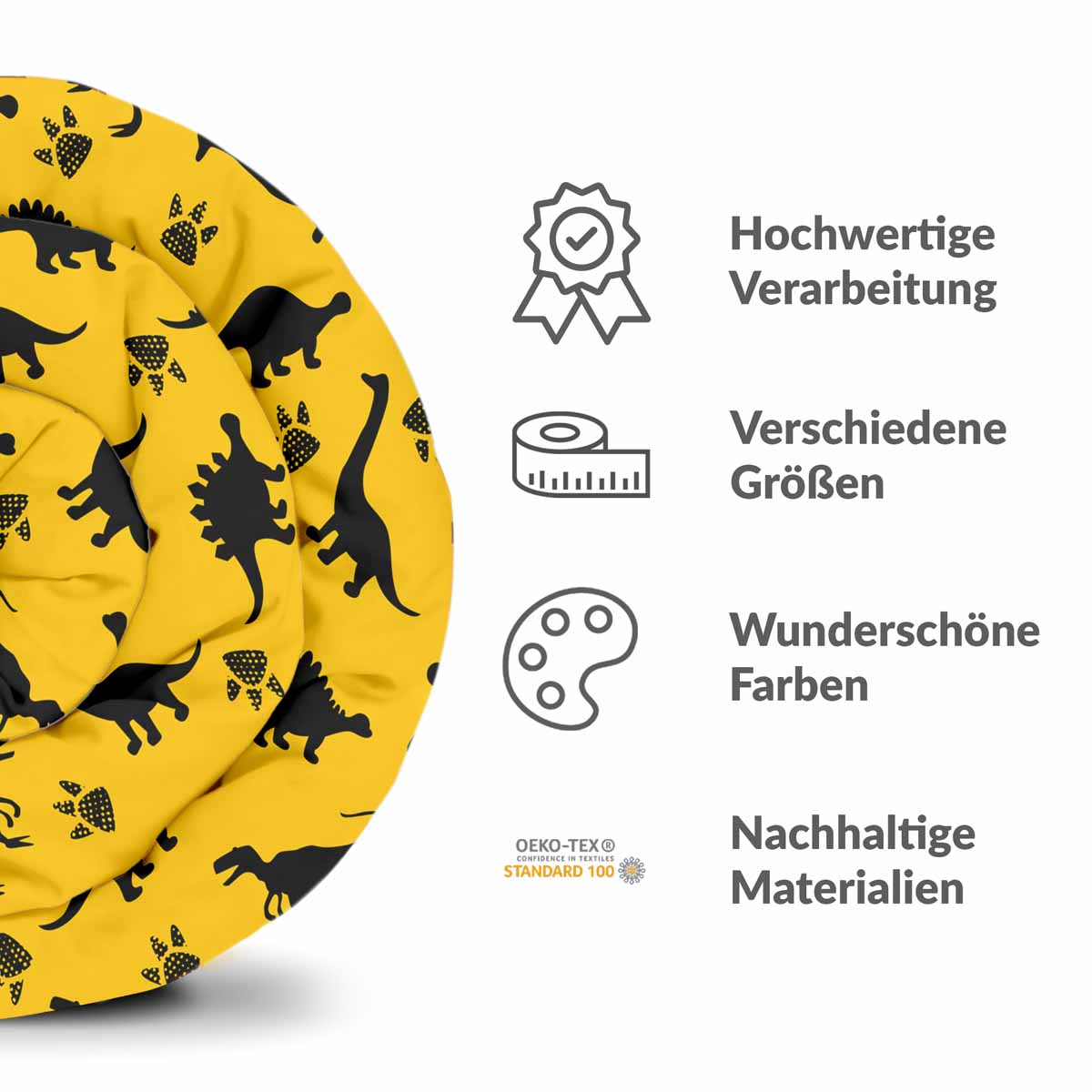 Original Therapiedecke - Baumwoll Bettwäsche Set Gelb mit Dinos