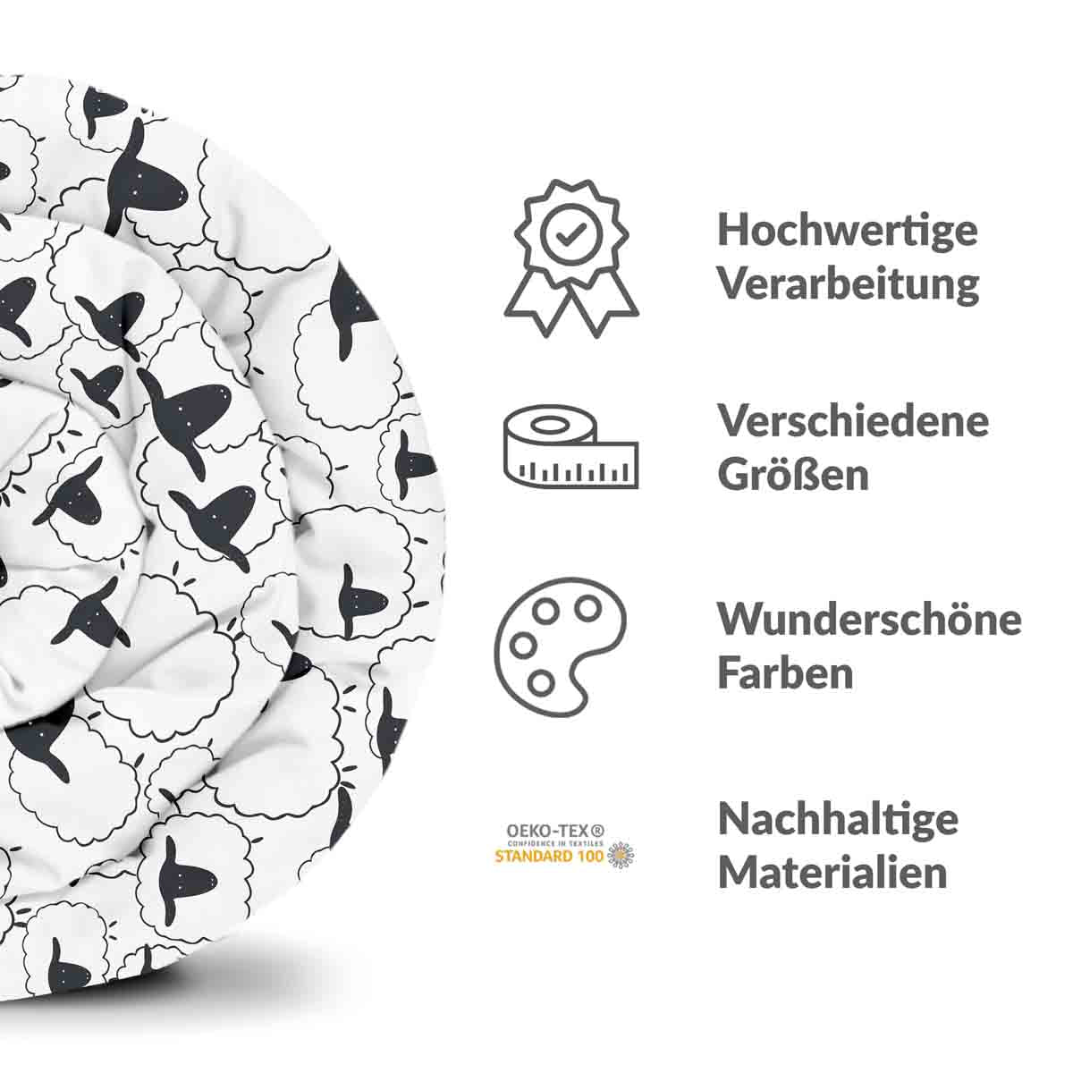 Original Therapiedecke - Baumwollbezug Weiß mit Schafen