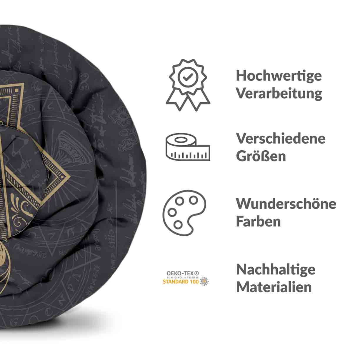 Originele therapiedeken - katoenen hoes zwart mystiek mandala