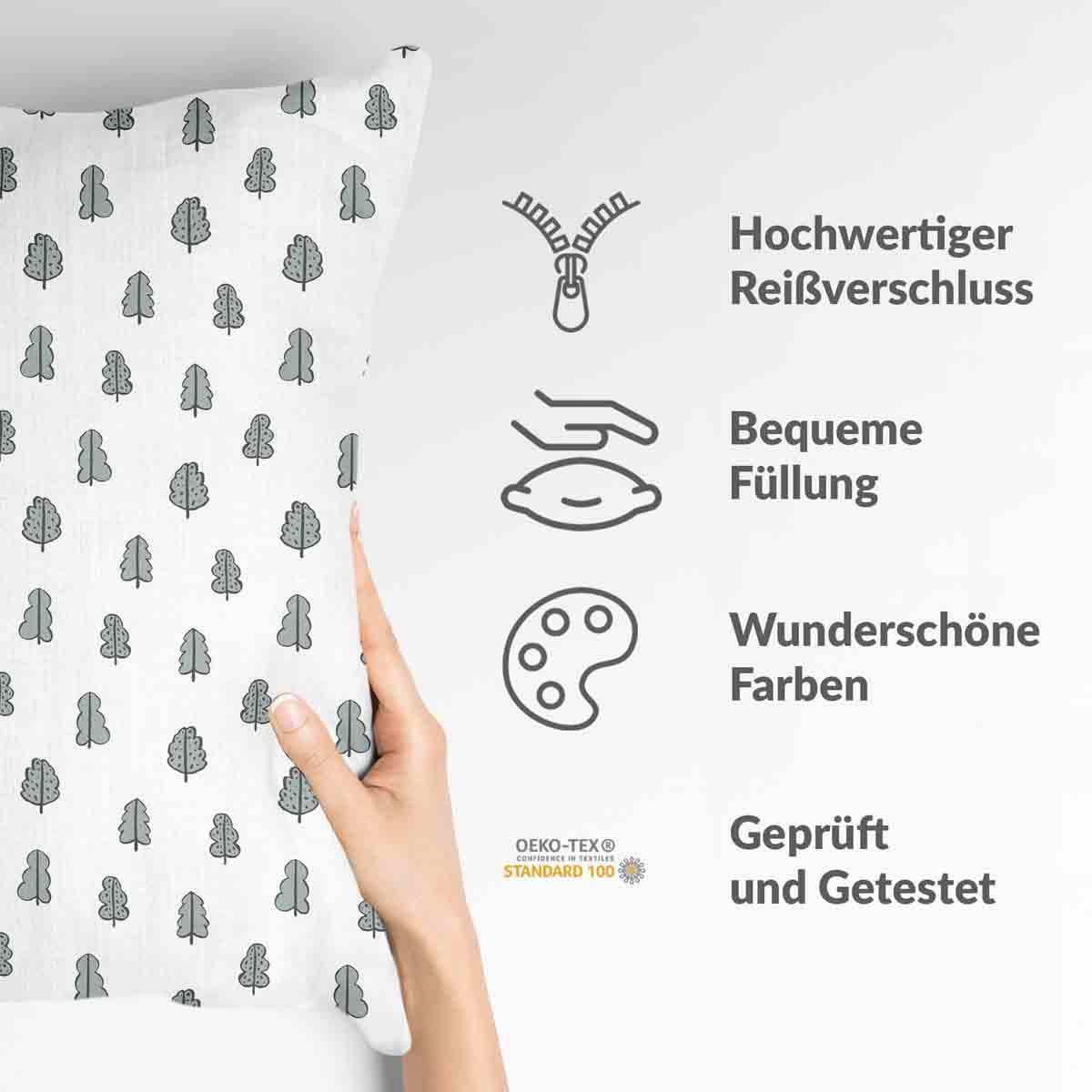 Gezondheidskussen wit met boompjes