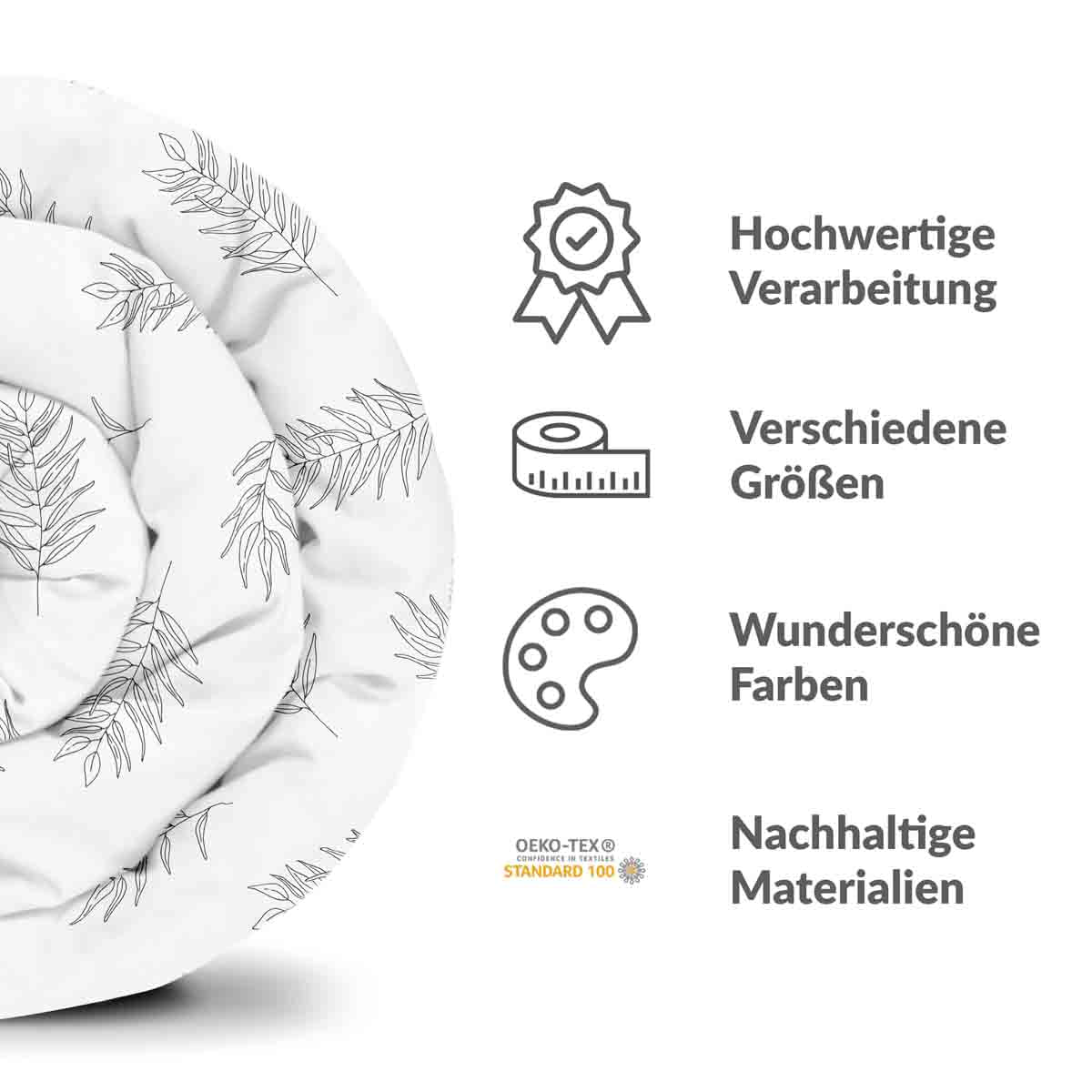 Original Therapiedecke - Baumwoll Bettwäsche Set Weiß mit grauen Zweigen
