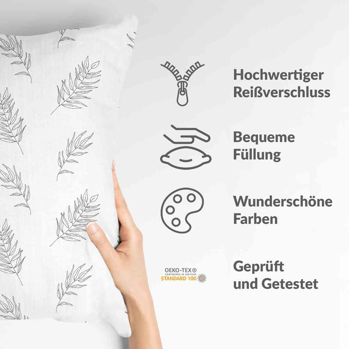 Gezondheidskussen wit met grijze takken