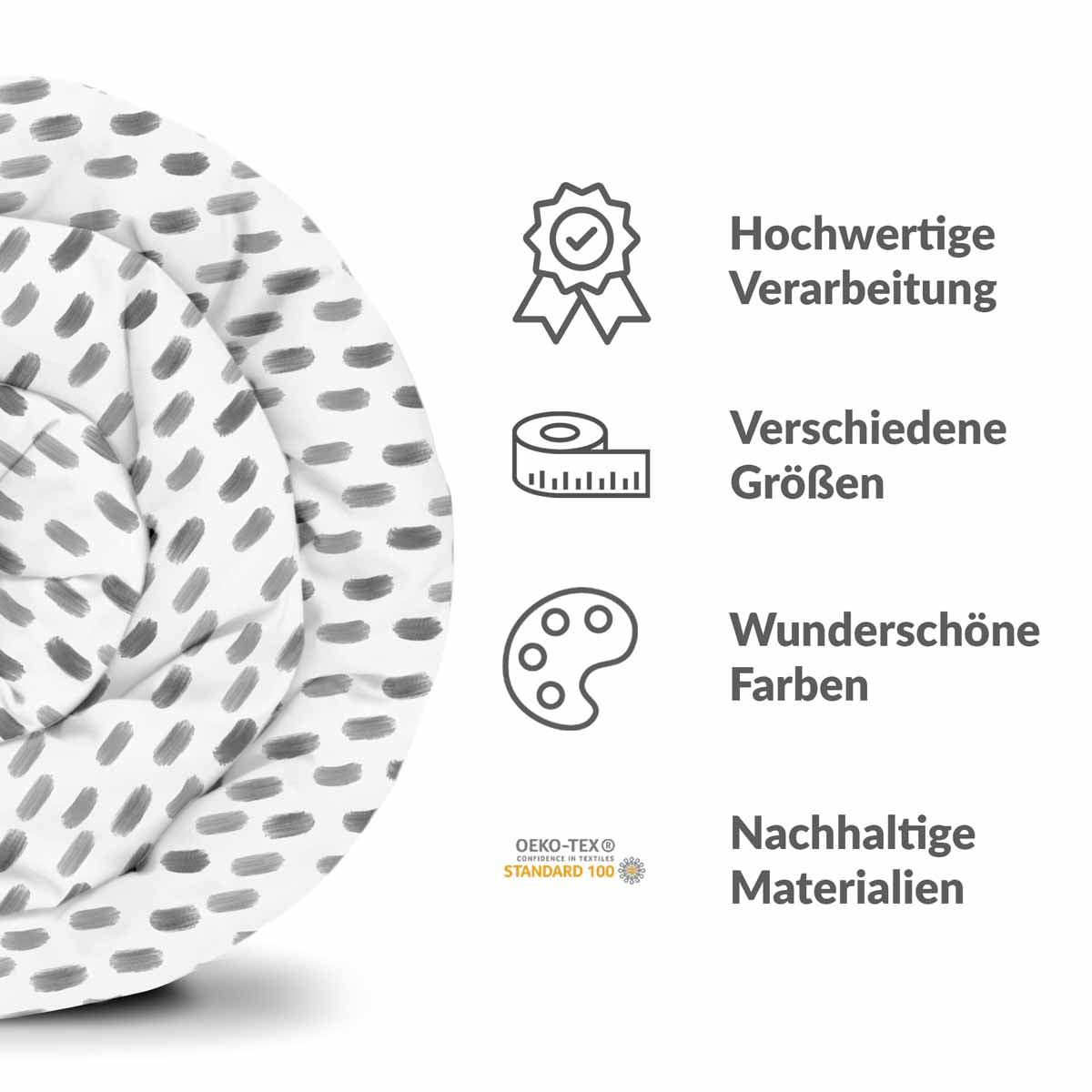 Original Therapiedecke - Baumwollbezug Weiß mit grauen Tupfern