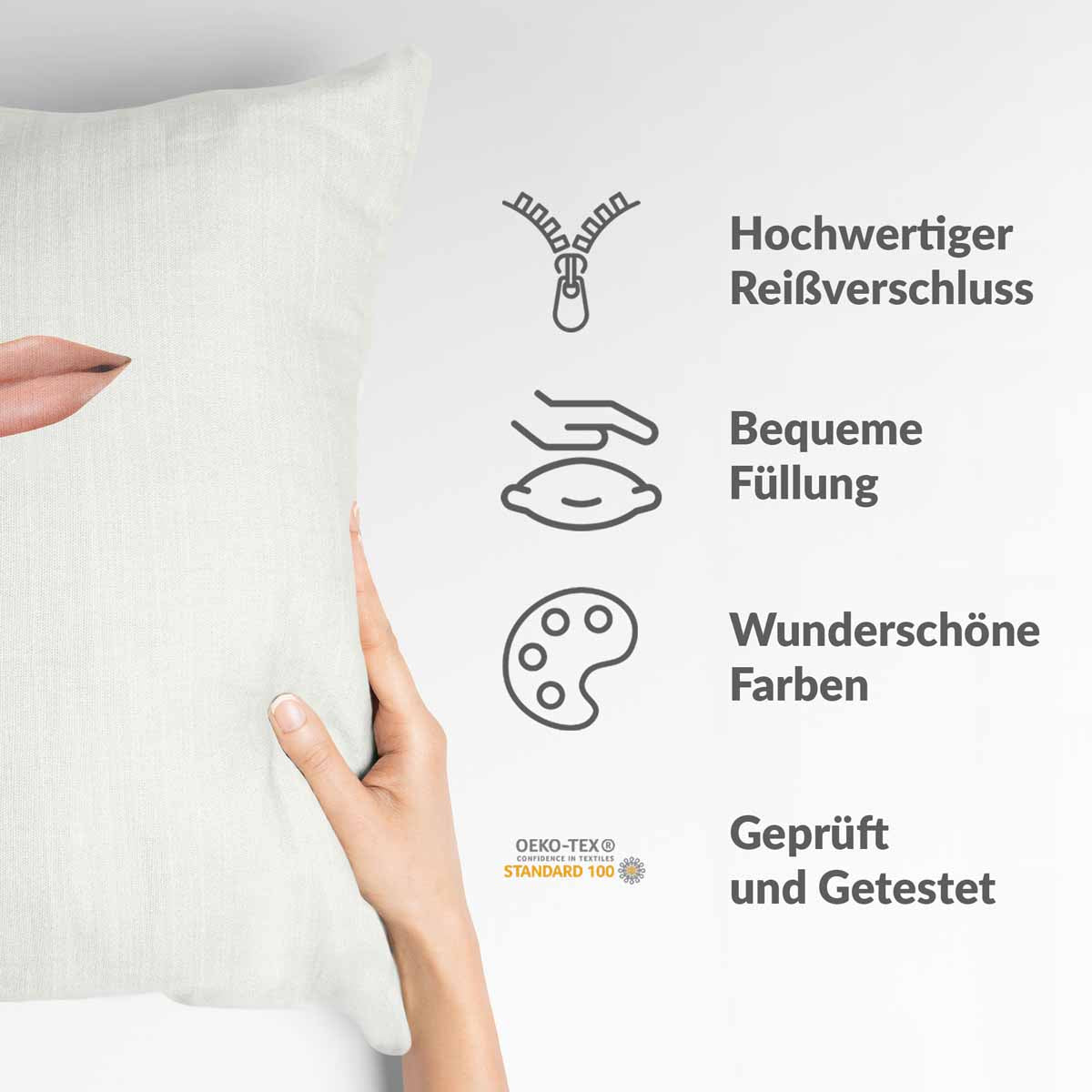 Gezondheidskussen wit met lippen