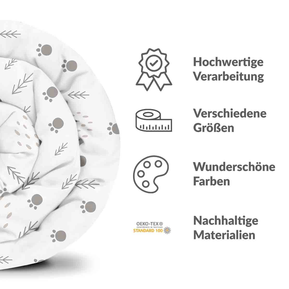Original Therapiedecke - Baumwollbezug Pfotenabdrücke im Wald